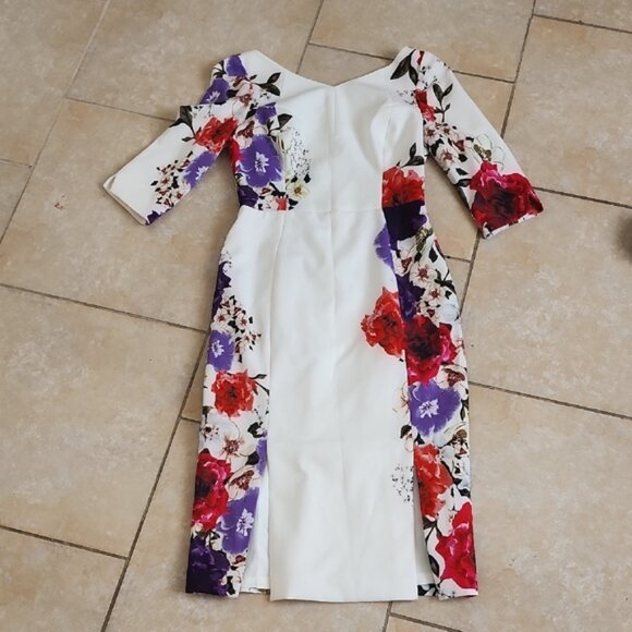 Black Halo Multicolor Floral Long Sleeve Dress Size 2 - Picture 1 of 10